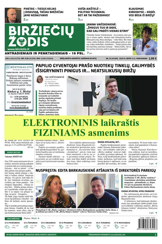 PDF laikraštis "Biržiečių žodis" fiziniams asmenims